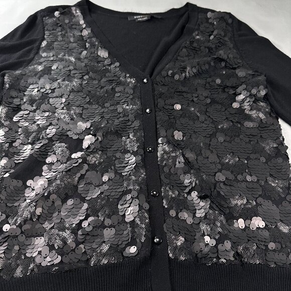 BCBGMaxazria Cardigan Sequins Women Button Front Evening Long Sleeve Sweater - Picture 2 of 16